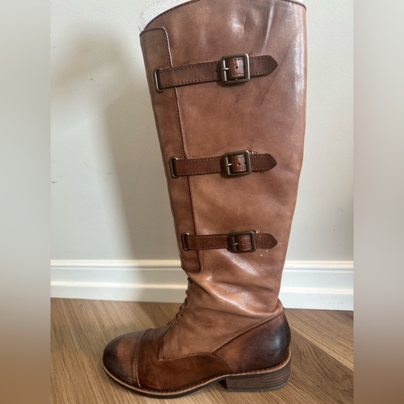 Women's Brown Leather Riding Boots - Picture 3 of 6